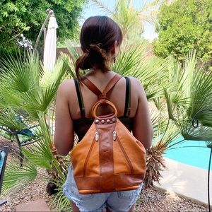 VALENTINA Italian Leather Convertible Backpack